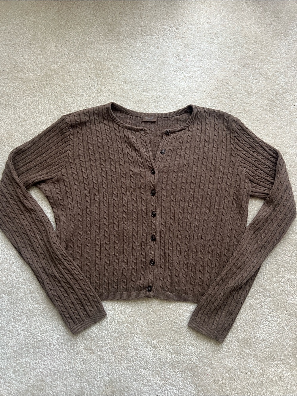 Brandy Melville/John Galt Brown Cable-Knit Button Zoe Cardigan